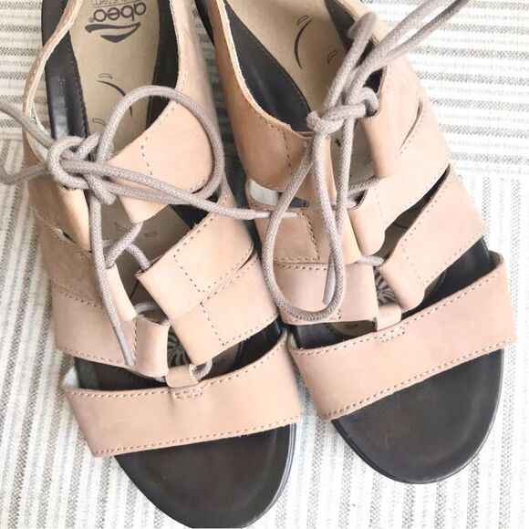 Abeo GEORGIA Tan Crisscross Lace Heeled Open Toe Gladiator Slingback Sandal - Picture 8 of 16